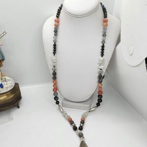 Nakamol Mixed Bead Long Tassel‎ Necklace